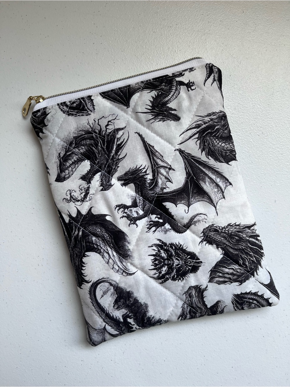 Fourth Wing Inspired Tairn Dragon Handmade Quilted Kindle Sleeve Bookish Bag